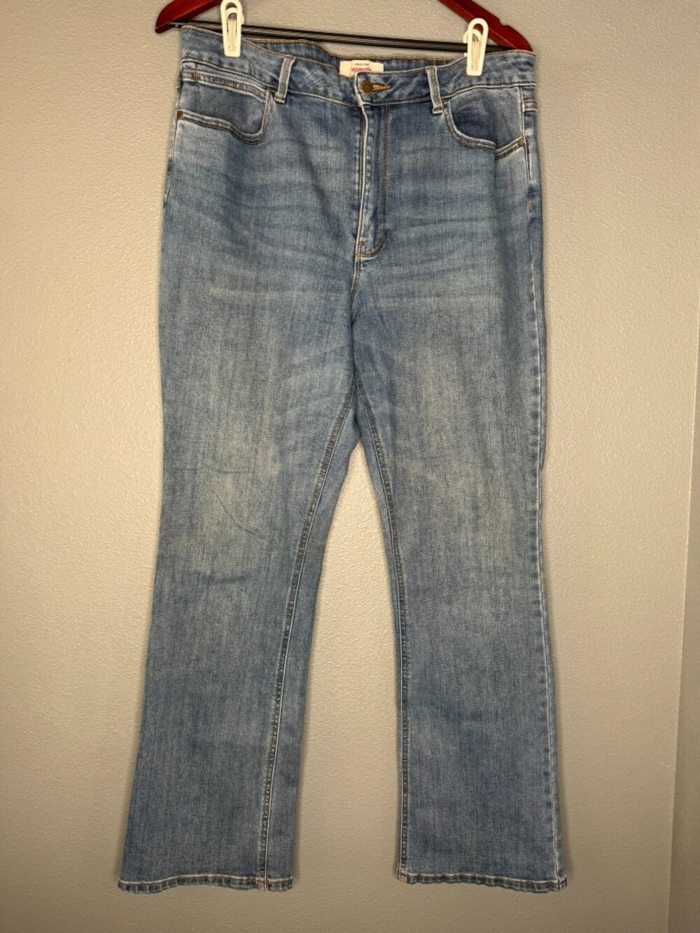 Wrangler Womens Jeans 16 36 High Rise Straight Leg Light Wash Stretch Denim